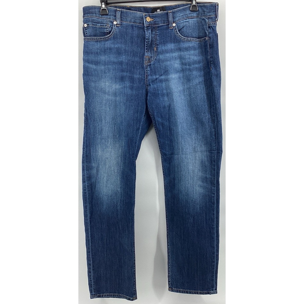 7 For All Mankind Slimmy Luxe Sport Dark Wash Slim Fit Jeans Mens 38